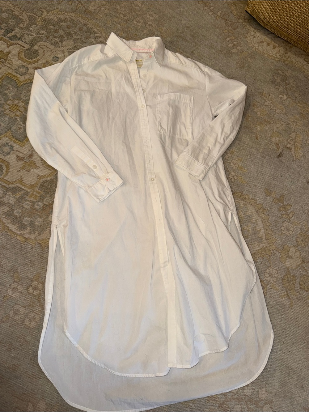 Anthropologie’s Maeve White Longline Casual Button-Down Shirt